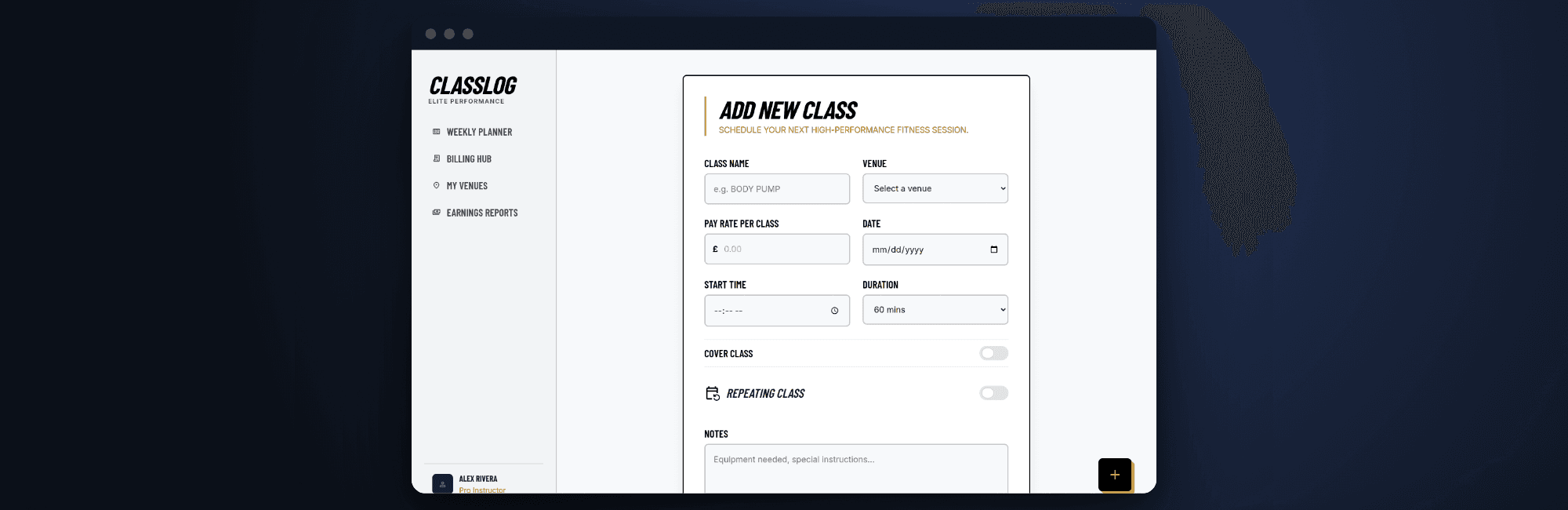 ClassLog — app screens