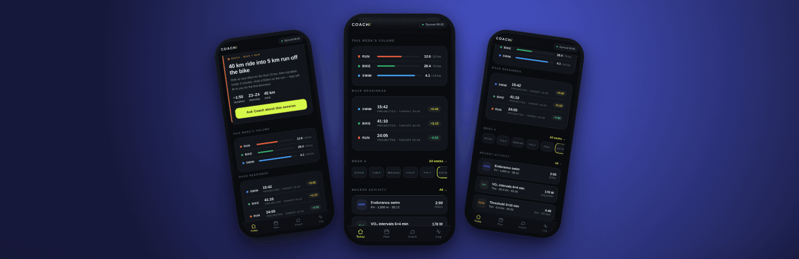 Coach — app screens