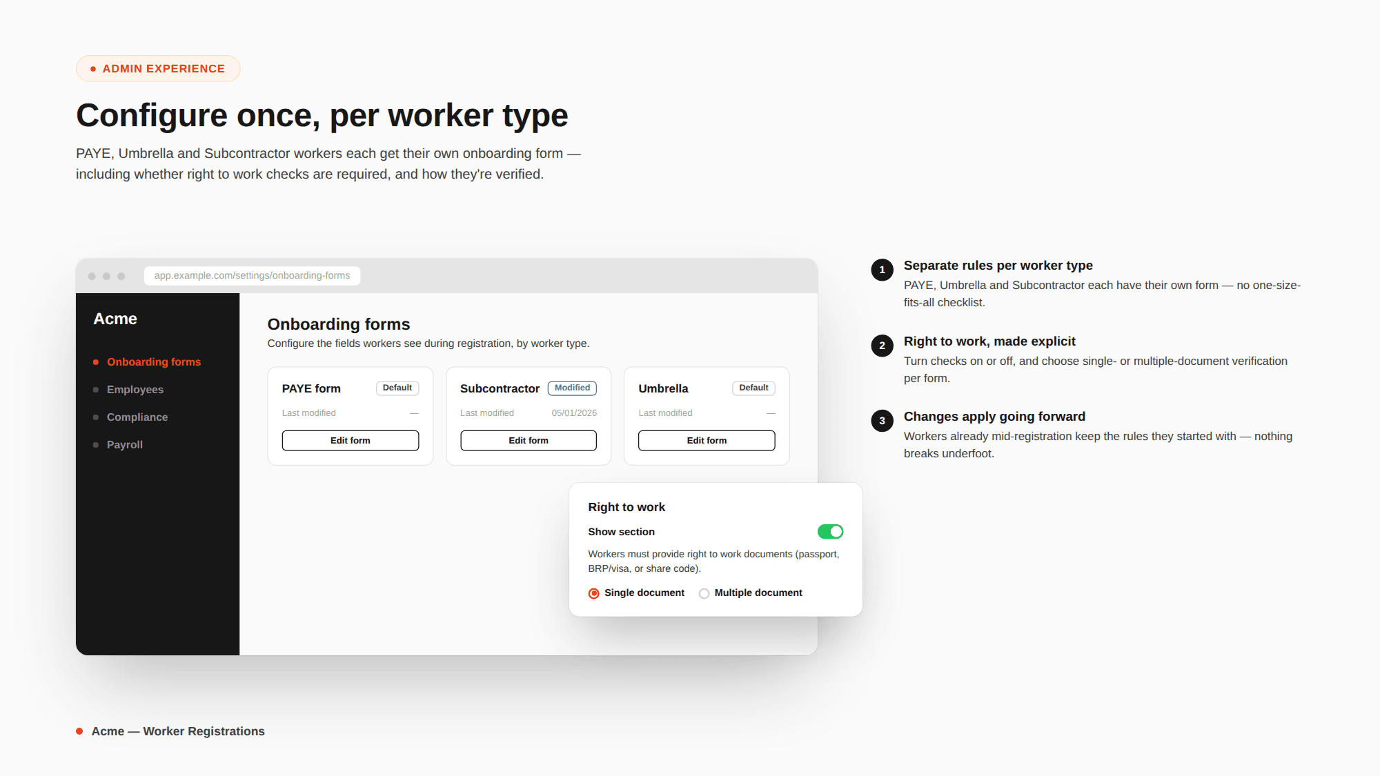Employee self-onboarding — screen 1